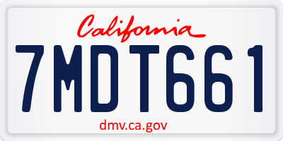 CA license plate 7MDT661