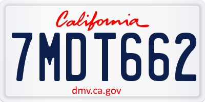 CA license plate 7MDT662