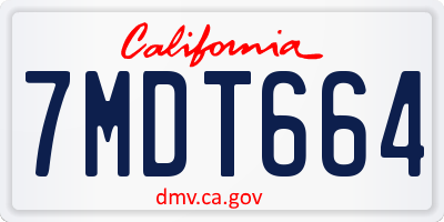 CA license plate 7MDT664