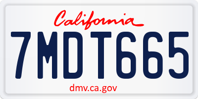 CA license plate 7MDT665