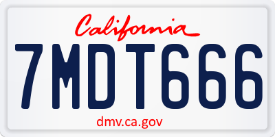 CA license plate 7MDT666