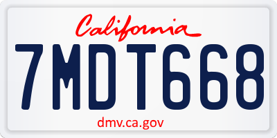 CA license plate 7MDT668