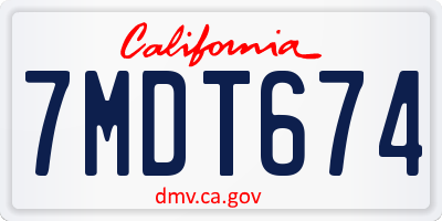 CA license plate 7MDT674
