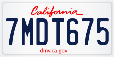 CA license plate 7MDT675