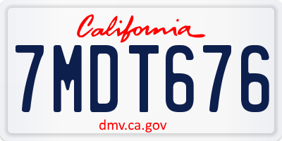 CA license plate 7MDT676