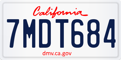 CA license plate 7MDT684