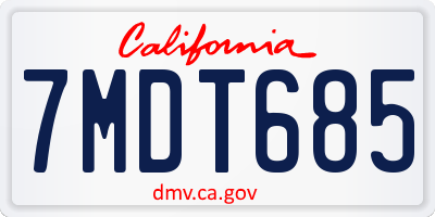 CA license plate 7MDT685