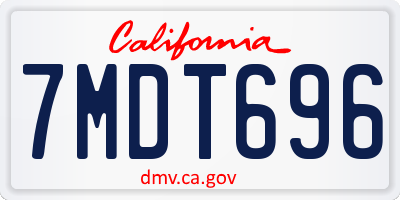 CA license plate 7MDT696