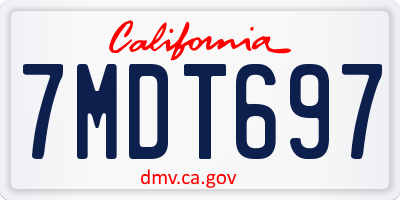 CA license plate 7MDT697