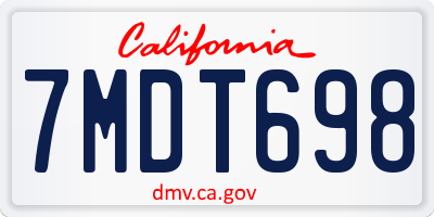 CA license plate 7MDT698