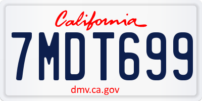 CA license plate 7MDT699