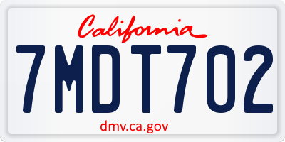 CA license plate 7MDT702