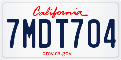 CA license plate 7MDT704