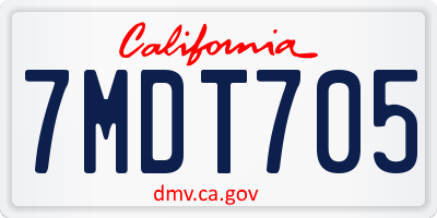 CA license plate 7MDT705