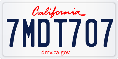 CA license plate 7MDT707