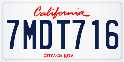 CA license plate 7MDT716