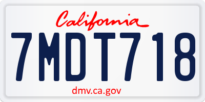 CA license plate 7MDT718