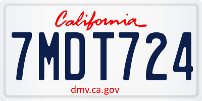 CA license plate 7MDT724