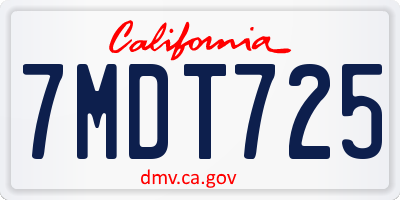 CA license plate 7MDT725