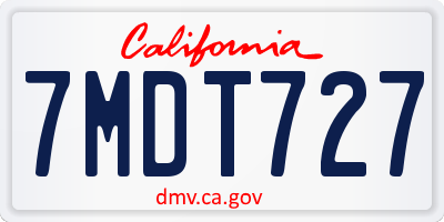 CA license plate 7MDT727