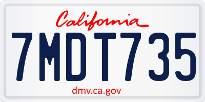 CA license plate 7MDT735