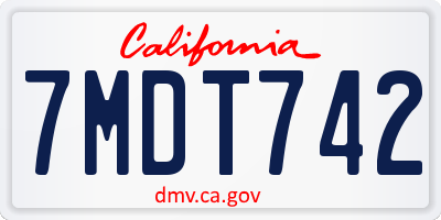 CA license plate 7MDT742