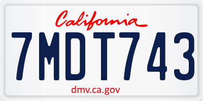 CA license plate 7MDT743