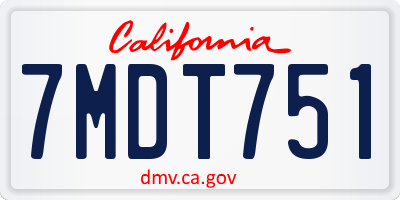 CA license plate 7MDT751