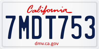 CA license plate 7MDT753