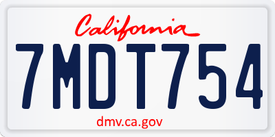 CA license plate 7MDT754
