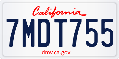 CA license plate 7MDT755