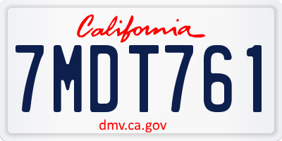 CA license plate 7MDT761