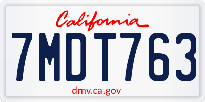 CA license plate 7MDT763