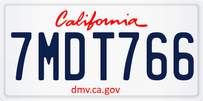 CA license plate 7MDT766