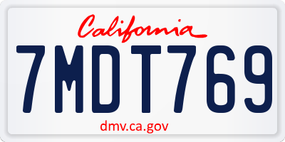 CA license plate 7MDT769