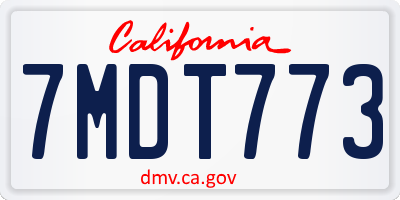 CA license plate 7MDT773