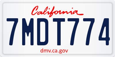 CA license plate 7MDT774