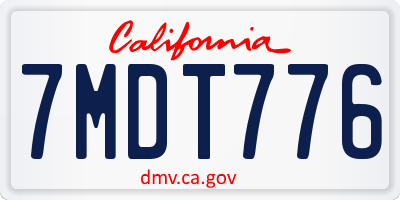 CA license plate 7MDT776