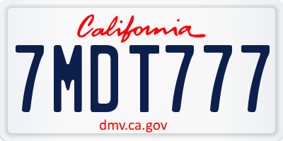 CA license plate 7MDT777