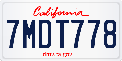 CA license plate 7MDT778