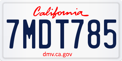 CA license plate 7MDT785