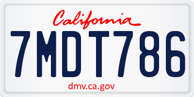 CA license plate 7MDT786