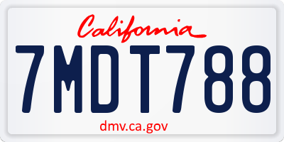 CA license plate 7MDT788