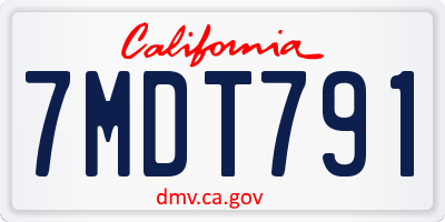 CA license plate 7MDT791
