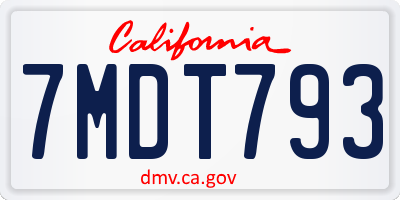 CA license plate 7MDT793
