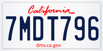 CA license plate 7MDT796
