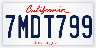 CA license plate 7MDT799