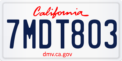 CA license plate 7MDT803
