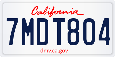 CA license plate 7MDT804