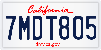 CA license plate 7MDT805